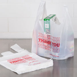 O plástico branco varejo agradece-lhe ensaca, sacos feitos sob encomenda da camisa de T para o mantimento
