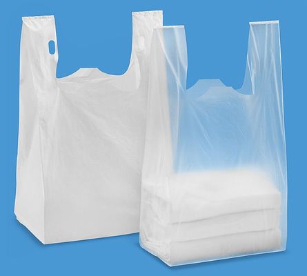 Sacos de compras 13 mic da camisa de T. 1000/case, cor de WHITE com impressão, material do HDPE
